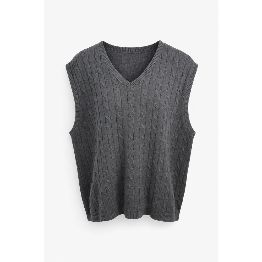 Harbor Bay Gray Knit Sweater Vest Classic Pullover Cable Pattern Preppy 2XLT